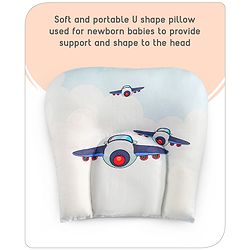 Babyhug 100% Cotton Digital Print Mattress Set with Mosquito Net Aeroplane Theme - White