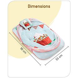 Babyhug 100% Cotton Digital Print Mattress Set with Mosquito Net Aeroplane Theme - White