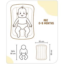 Babyhug 100% Cotton Digital Print Mattress Set with Mosquito Net Aeroplane Theme - White
