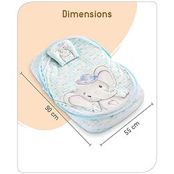 Babyhug 100% Cotton Digital Print Mattress Set with Mosquito Net Aeroplane Theme - White