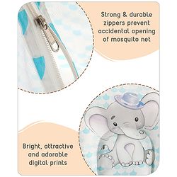 Babyhug 100% Cotton Digital Print Mattress Set with Mosquito Net Aeroplane Theme - White