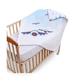 Babyhug Cotton Digital Print Quilt Aeroplane Theme - White