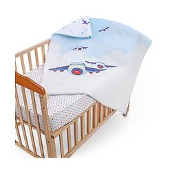 Babyhug Cotton Digital Print Quilt Aeroplane Theme - White
