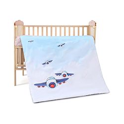 Babyhug Cotton Digital Print Quilt Aeroplane Theme - White