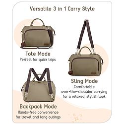 Babyhug 3-in-1 Diaper Bag Multifunctional Tote Sling & Backpack for Travel  - Brown