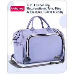 Babyhug 3-in-1 Diaper Bag Multifunctional Tote Sling & Backpack for Travel  - Brown