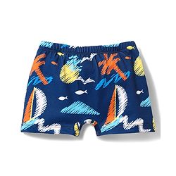 Babyhug Cotton Water Repellant Half Sleeves Two Piece Swimming Suit - Navy Blue