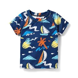 Babyhug Cotton Water Repellant Half Sleeves Two Piece Swimming Suit - Navy Blue