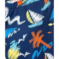 Babyhug Cotton Water Repellant Half Sleeves Two Piece Swimming Suit - Navy Blue