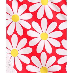 Babyhug Cotton Water Repellant Sleeveless V Cut Swim Suit With Floral Print - Red