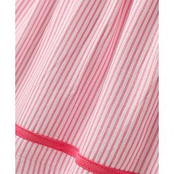 Babyhug Cotton Knit Sleeveless Striped Frock with Bow Applique - Pink