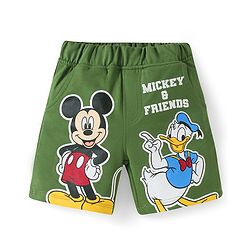 Babyhug Disney Single Jersey Knit Half Sleeves T-Shirt & Shorts Set With Mickey & Friends Graphics - Green