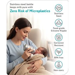 Babyhug Stainless Steel feeding bottle wide neck-200 ml