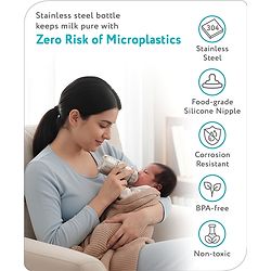 Babyhug Stainless Steel feeding bottle wide neck-200 ml