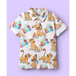 Babyhug Disney Cotton Knit Half Sleeves Shirt With T-Shirt With Lion King Print - Light Blue & White