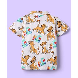 Babyhug Disney Cotton Knit Half Sleeves Shirt With T-Shirt With Lion King Print - Light Blue & White