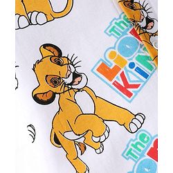 Babyhug Disney Cotton Knit Half Sleeves Front Open Romper with Lion King Graphics - White