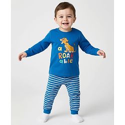 Babyhug Disney Single Jersey Knit Full Sleeves Night Suit With Lion King Graphics - Navy Blue