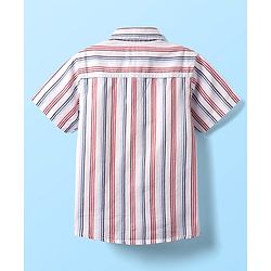 Babyhug 100% Cotton Half Sleeves Striped Shirt With Sleeveless Nautical Theme Printed T-Shirt - Red Blue & White