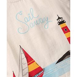 Babyhug 100% Cotton Half Sleeves Striped Shirt With Sleeveless Nautical Theme Printed T-Shirt - Red Blue & White