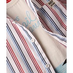 Babyhug 100% Cotton Half Sleeves Striped Shirt With Sleeveless Nautical Theme Printed T-Shirt - Red Blue & White