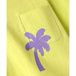 Babyhug Cotton Knit Half Sleeves Drop Shoulder T-Shirt with Coconut Tree Print -Limegreen