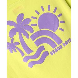 Babyhug Cotton Knit Half Sleeves Drop Shoulder T-Shirt with Coconut Tree Print -Limegreen