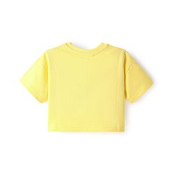 Babyhug Cotton Knit Half Sleeves Drop Shoulder T-Shirt with Beach Theme Text Print - Yellow