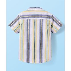Babyhug Cotton Woven Half Sleeves Striped Shirt with Patch - White