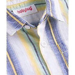 Babyhug Cotton Woven Half Sleeves Striped Shirt with Patch - White