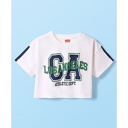 Babyhug Cotton Knit Half Sleeves T-Shirt With Los Angeles Text Print - White