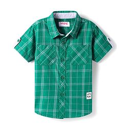 Babyhug Cotton Woven Half Sleeves Check Shirt - Green