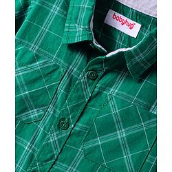 Babyhug Cotton Woven Half Sleeves Check Shirt - Green