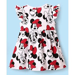 Babyhug Disney Cotton Knit Frill Sleeves Frocks with Minnie Mouse Graphics Pack of 2 - Red & White