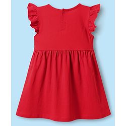 Babyhug Disney Cotton Knit Frill Sleeves Frocks with Minnie Mouse Graphics Pack of 2 - Red & White