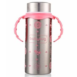 Babyhug 2-in-1 Stainless Steel Twin Handle Straw Sipper Blue - 180 ml| Dishwasher and Sterilizer Safe| Slow Flow Nipple| Straw Sipper with Flip Cap| Water Bottle| Leak Proof| Standard Neck Bottle