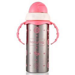 Babyhug 2-in-1 Stainless Steel Twin Handle Straw Sipper Blue - 180 ml| Dishwasher and Sterilizer Safe| Slow Flow Nipple| Straw Sipper with Flip Cap| Water Bottle| Leak Proof| Standard Neck Bottle