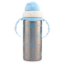 Babyhug 2-in-1 Stainless Steel Twin Handle Straw Sipper Pink - 180 ml| Dishwasher and Sterilizer Safe| Slow Flow Nipple| Straw Sipper with Flip Cap| Water Bottle| Leak Proof| Standard Neck Bottle