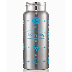 Babyhug 3-in-1 Insulated Stainless Steel Twin Handle Bottle Blue - 180 ml| Dishwasher and Sterilizer Safe| Slow Flow Nipple| Straw Sipper with Flip Cap| Water Bottle| Leak Proof| Standard Neck Bottle