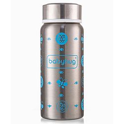 Babyhug 3-in-1 Insulated Stainless Steel Twin Handle Bottle Blue - 180 ml| Dishwasher and Sterilizer Safe| Slow Flow Nipple| Straw Sipper with Flip Cap| Water Bottle| Leak Proof| Standard Neck Bottle