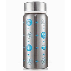 Babyhug 3-in-1 Insulated Stainless Steel Twin Handle Bottle Blue - 180 ml| Dishwasher and Sterilizer Safe| Slow Flow Nipple| Straw Sipper with Flip Cap| Water Bottle| Leak Proof| Standard Neck Bottle