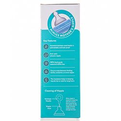 Babyhug 3-in-1 Insulated Stainless Steel Twin Handle Bottle Blue - 180 ml| Dishwasher and Sterilizer Safe| Slow Flow Nipple| Straw Sipper with Flip Cap| Water Bottle| Leak Proof| Standard Neck Bottle