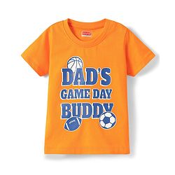 Babyhug Cotton Knit Half Sleeves T-Shirt With Dad's Game Buddy Text Print - Orange