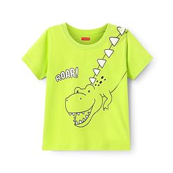 Babyhug Cotton Knit Half Sleeves T-Shirt with Crocodile Print - Neon Green