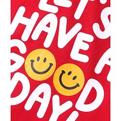 Babyhug Cotton Knit Half Sleeves T-Shirt with Text Print - Red