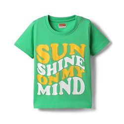 Babyhug Cotton Knit Half Sleeves T-Shirt With Sun Shine on my Mind Text Print - Green