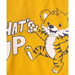 Babyhug Cotton Knit Half Sleeves T-Shirt With Whats Up Text Print -Yellow