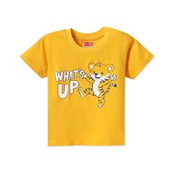 Babyhug Cotton Knit Half Sleeves T-Shirt With Whats Up Text Print -Yellow