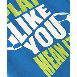Babyhug Cotton Knit Half Sleeves T-Shirt With Play Like You Ment It Text Print - Blue