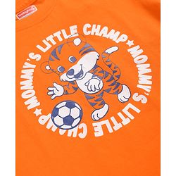 Babyhug Cotton  Knit Half Sleeves T-Shirt With Little Mommy's Champ Text Print - Orange